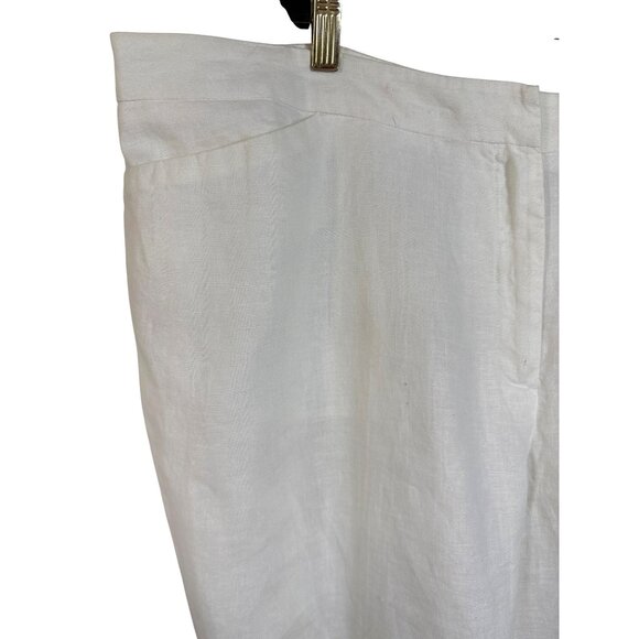 Jones New York Pants Size 20W 100% Linen White Cropped Pockets Lined Tapered Leg - Picture 5 of 8